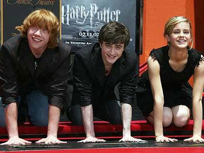 Emma Watson Daniel Radcliffe e Rupert Grint astros de Harry Potter